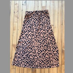 Urban Outfitters Leopard Print Midi Satin Slip Skirt